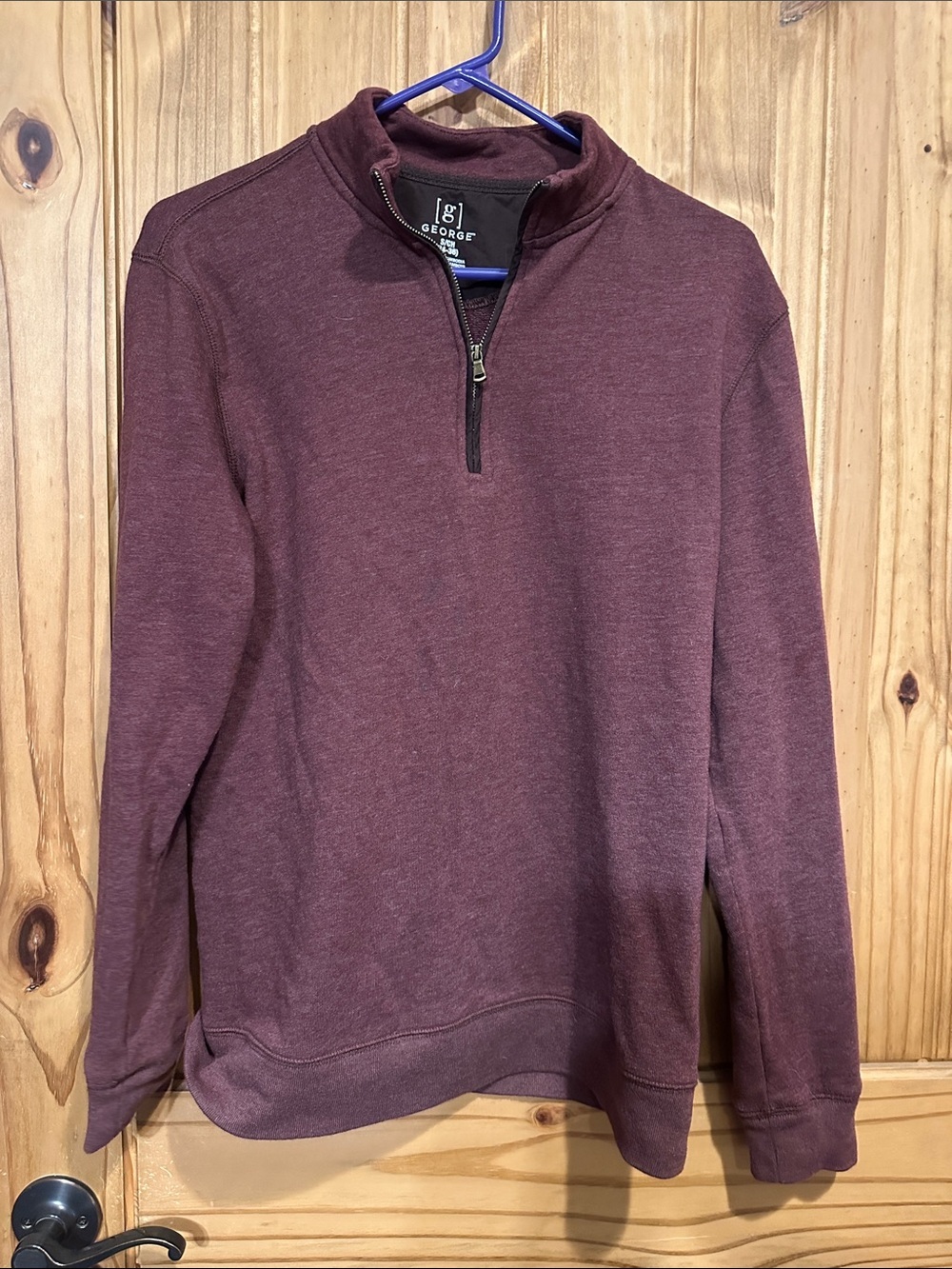 George Men's Burgundy Zip-Neck Sweater